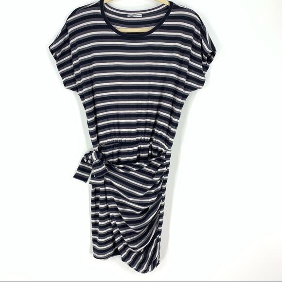 Black & White Striped Wrap Mini Dress Medium - Picture 5 of 7